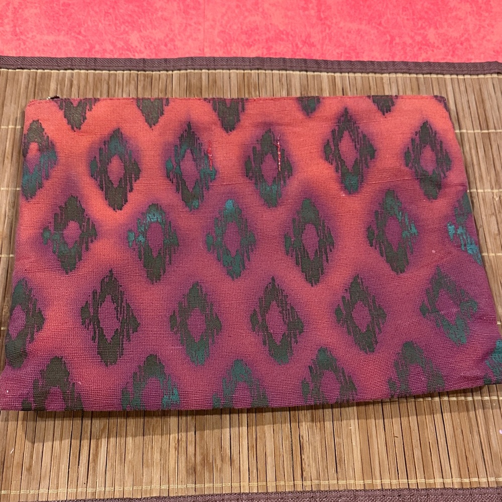 Mud Pie Large Red and Green Cosmetic Bag